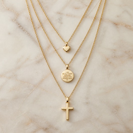 Faith Label Layering Necklace Trio