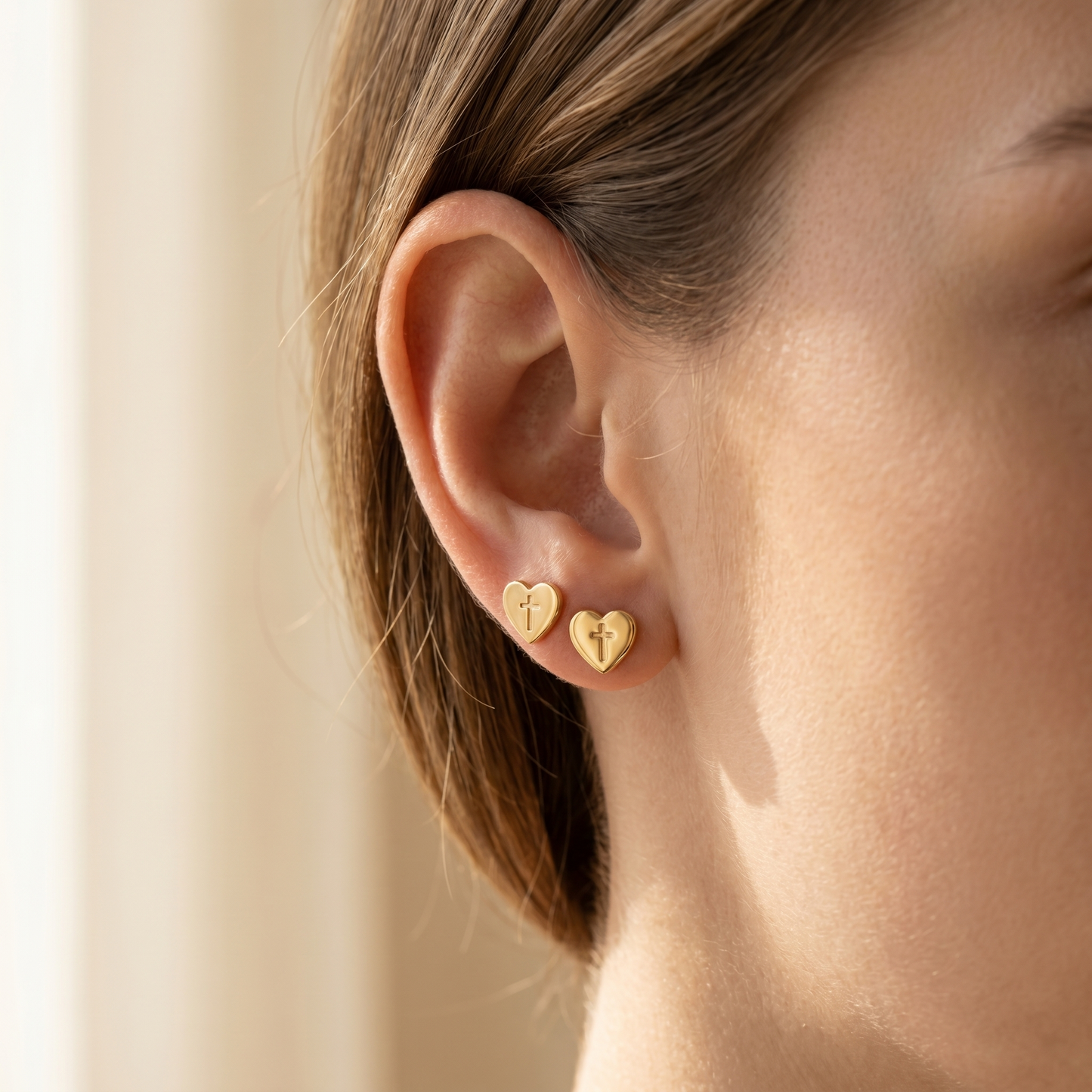 heart-cross-stud-earrings lifestyle