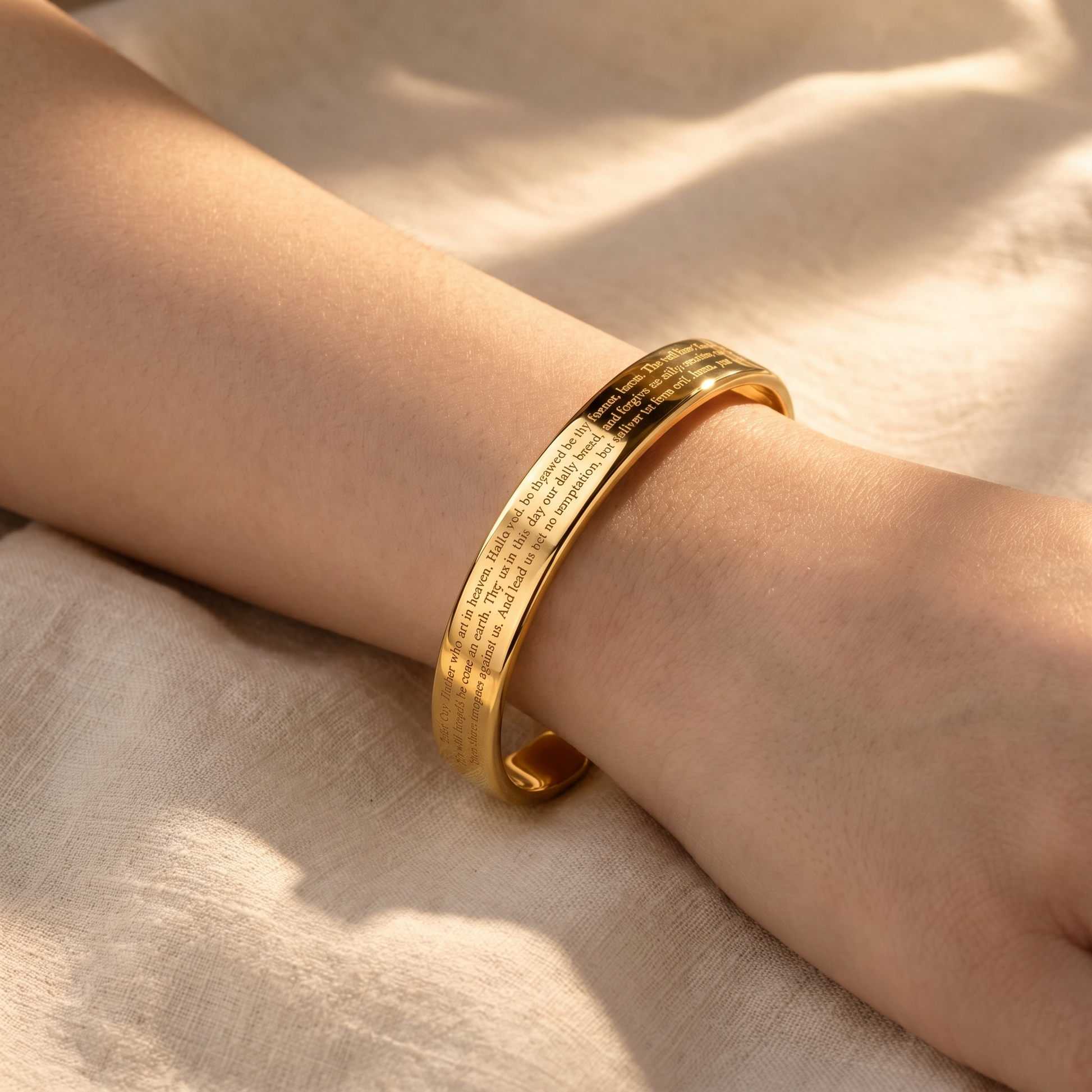 lords-prayer-engraved-cuff-bracelet lifestyle